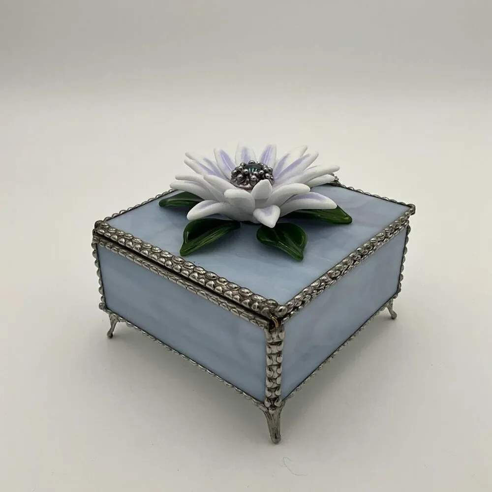 HANDCRAFTED Stained Glass Jewelry Box Keepsake Box